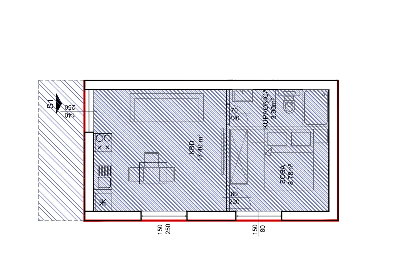 biograd na moru, pakoštane, apartman s1 u prizemlju površine od 46 m² - slika 23