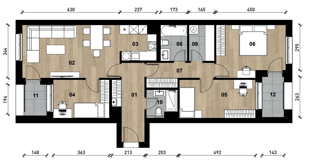 zagreb, črnomerec, vrhunska novogradnja, četverosoban apartman površine 94,57 m² - slika 14