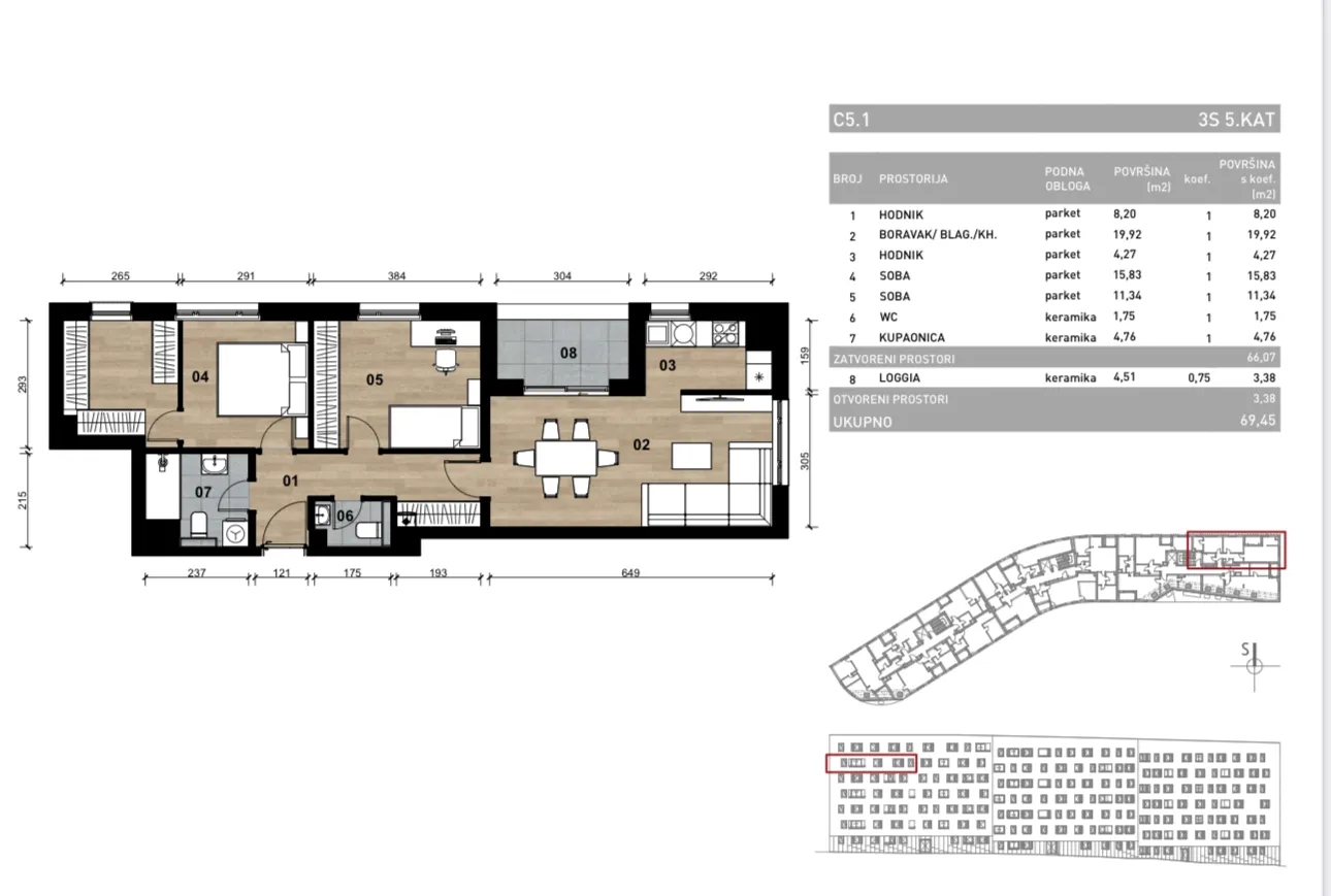 zagreb, dubrava, novogradnja, trosoban stan s loggiom, 70 m² - slika 2