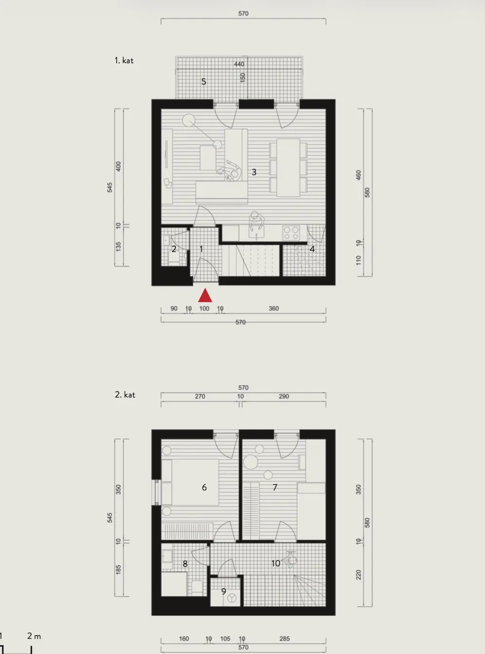 podstrana, dvoetažan dvosoban stan s balkonom - slika 7