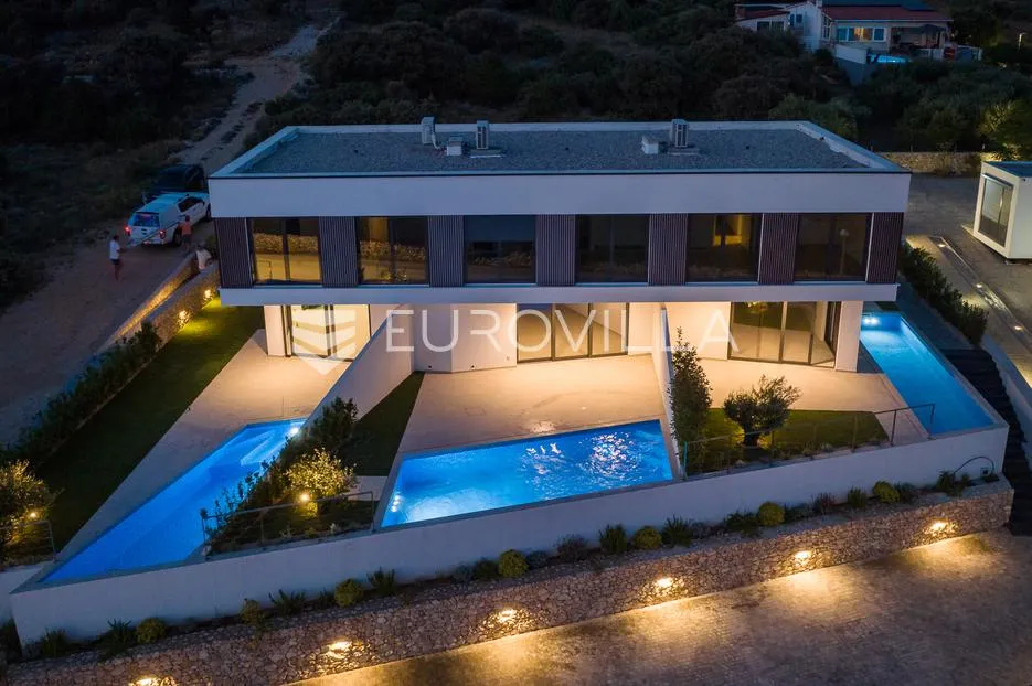 pag, mandre, luksuzno moderna vila 2, u nizu s bazenom i pogledom na more 130 m² - slika 25