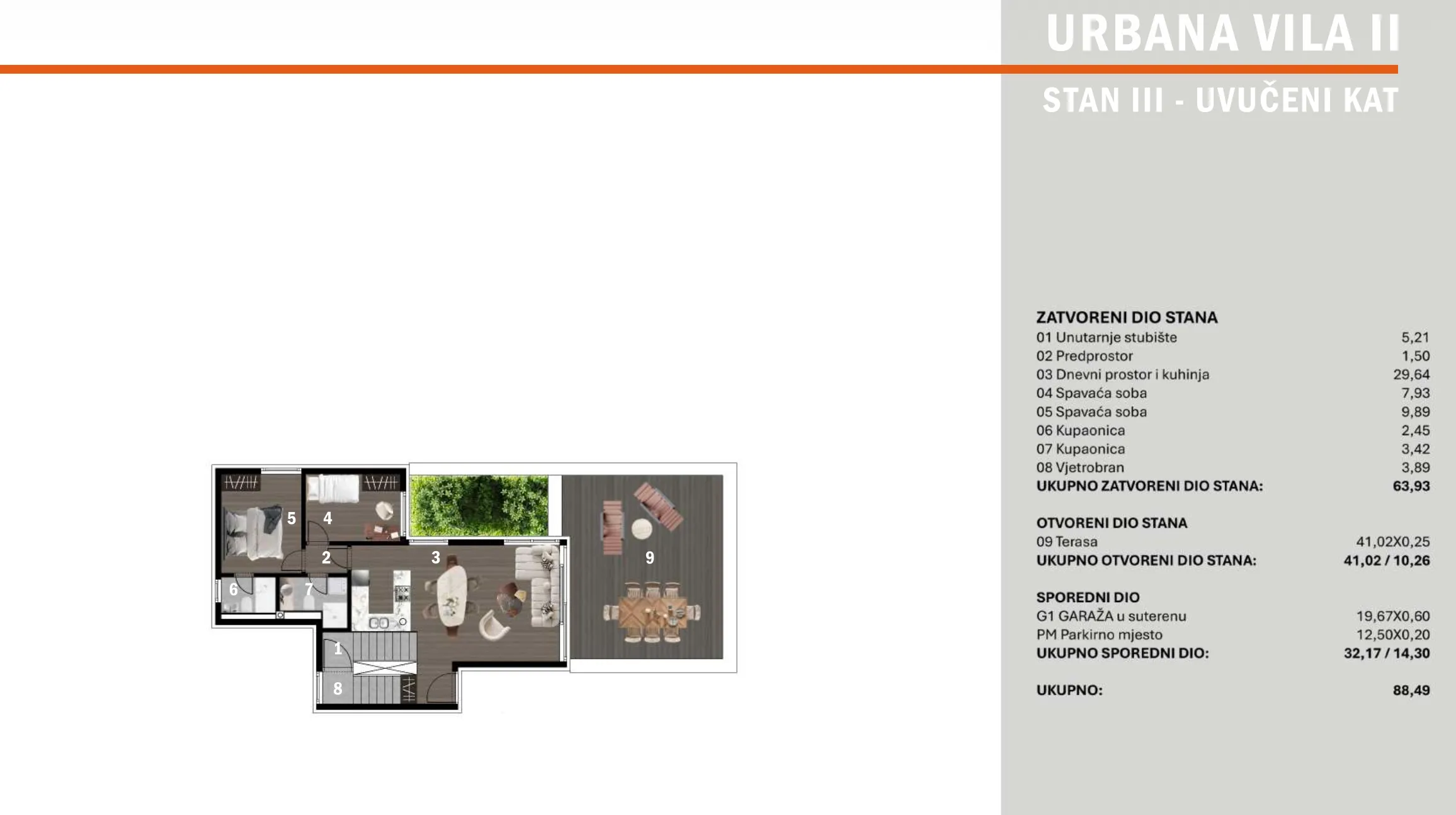 zagreb, projekt perjavica view trosoban stan s 2 parkirna mjesta 88,49 m², novogradnja - slika 9
