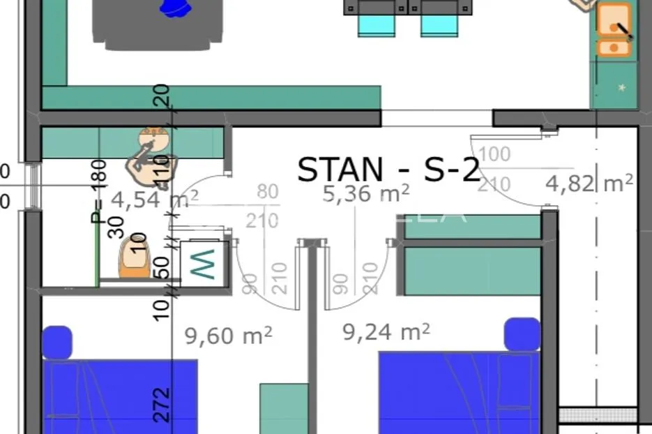 pag, šimuni, dvosoban stan s vrtom drugi red do mora - slika 6