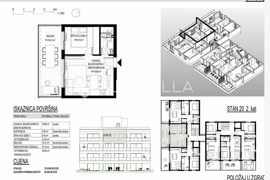 trogir, okrug gornji – apartman s20 na trećem katu neto korisne površine 47 m2 - slika 14