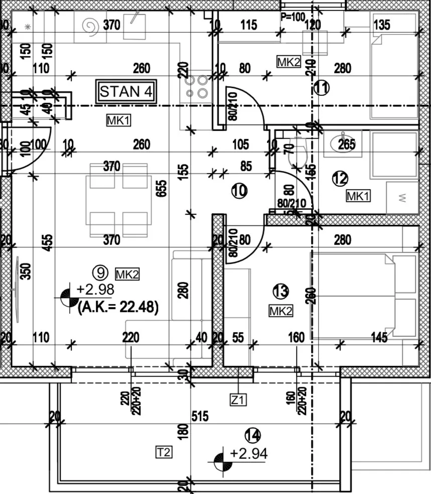 trogir, dvosoban stan u prizemlju površine 46.93 m² - slika 22