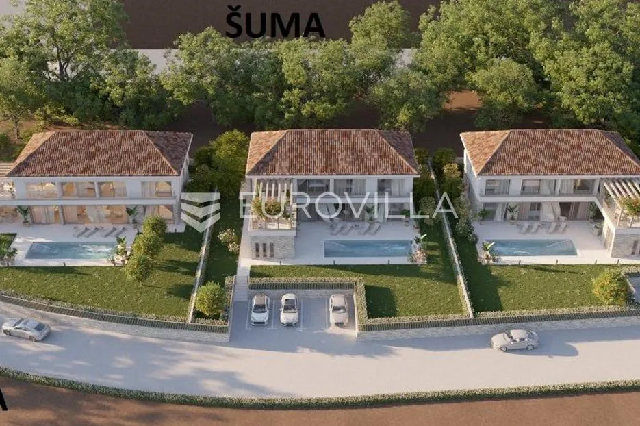 Istra, Kaštelir, građevinsko zemljište s projektom i pogledom na more