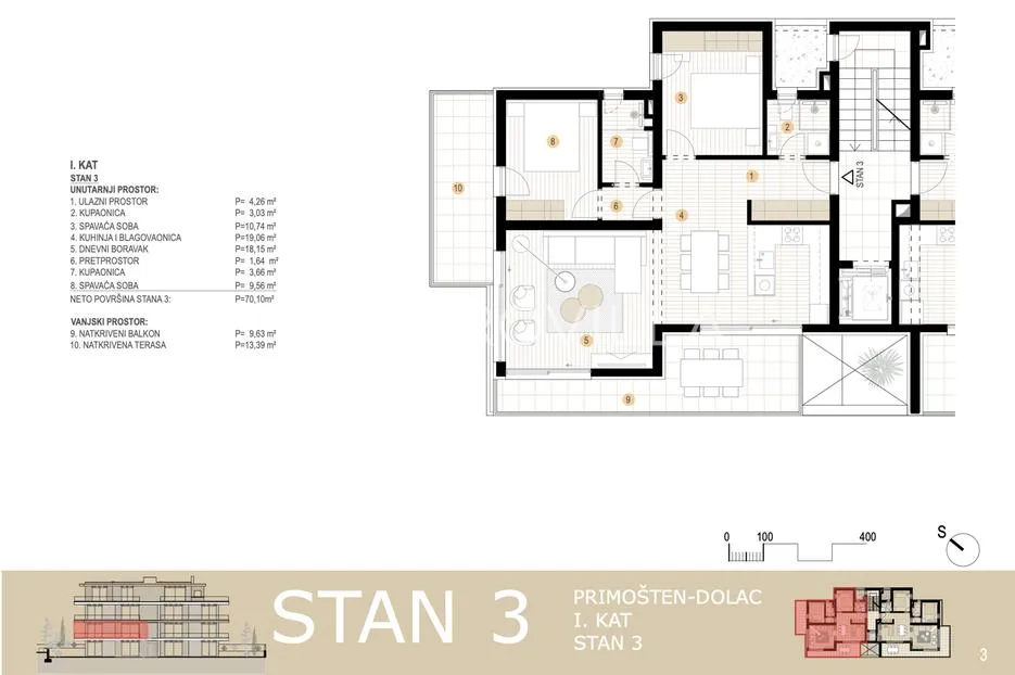 primošten, novogradnja, stan s pogledom na more, drugi red do mora, 84,74 m² - slika 12