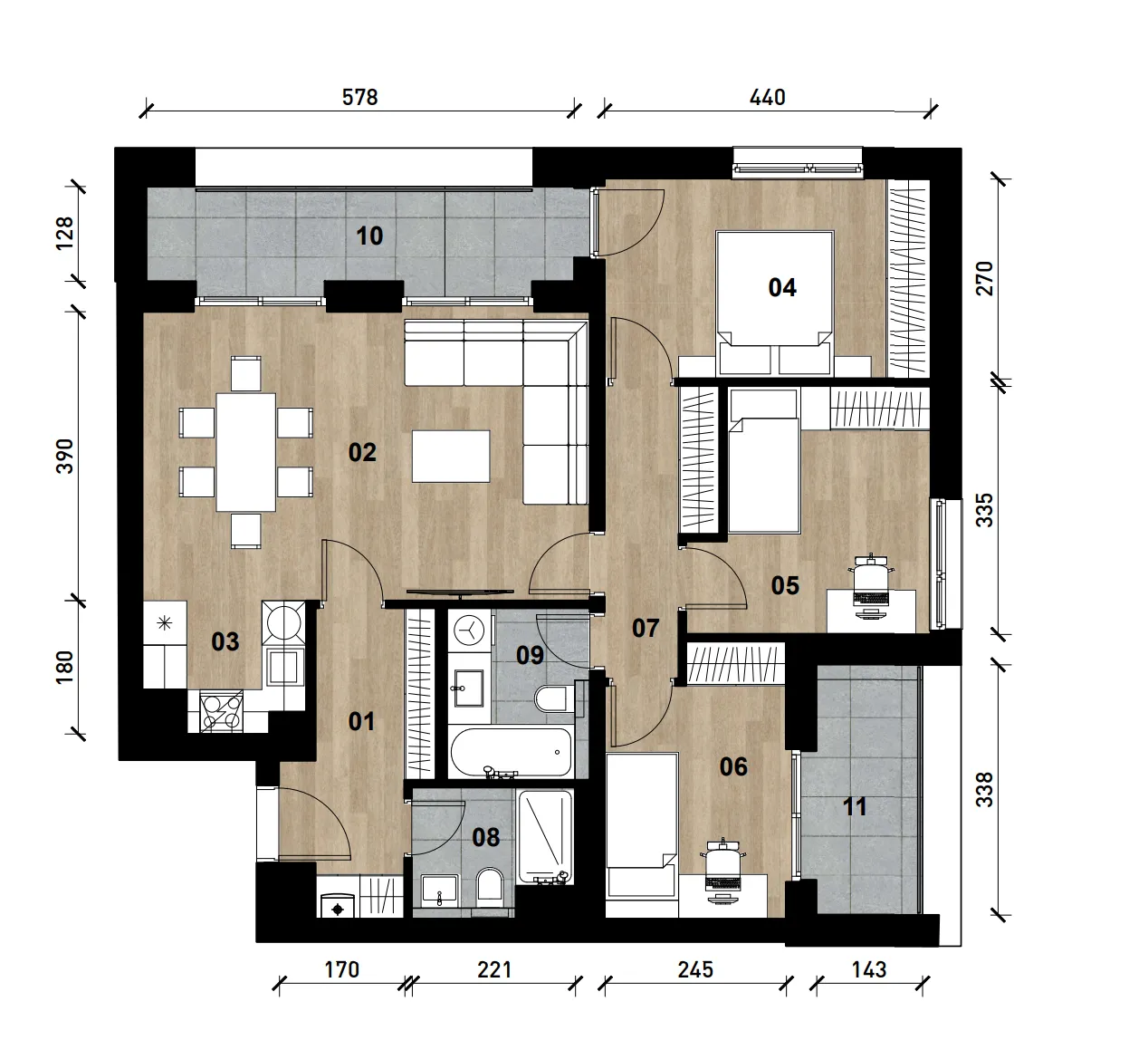 zagreb, črnomerec, vrhunska novogradnja, četverosoban apartman površine 89 m² - slika 11