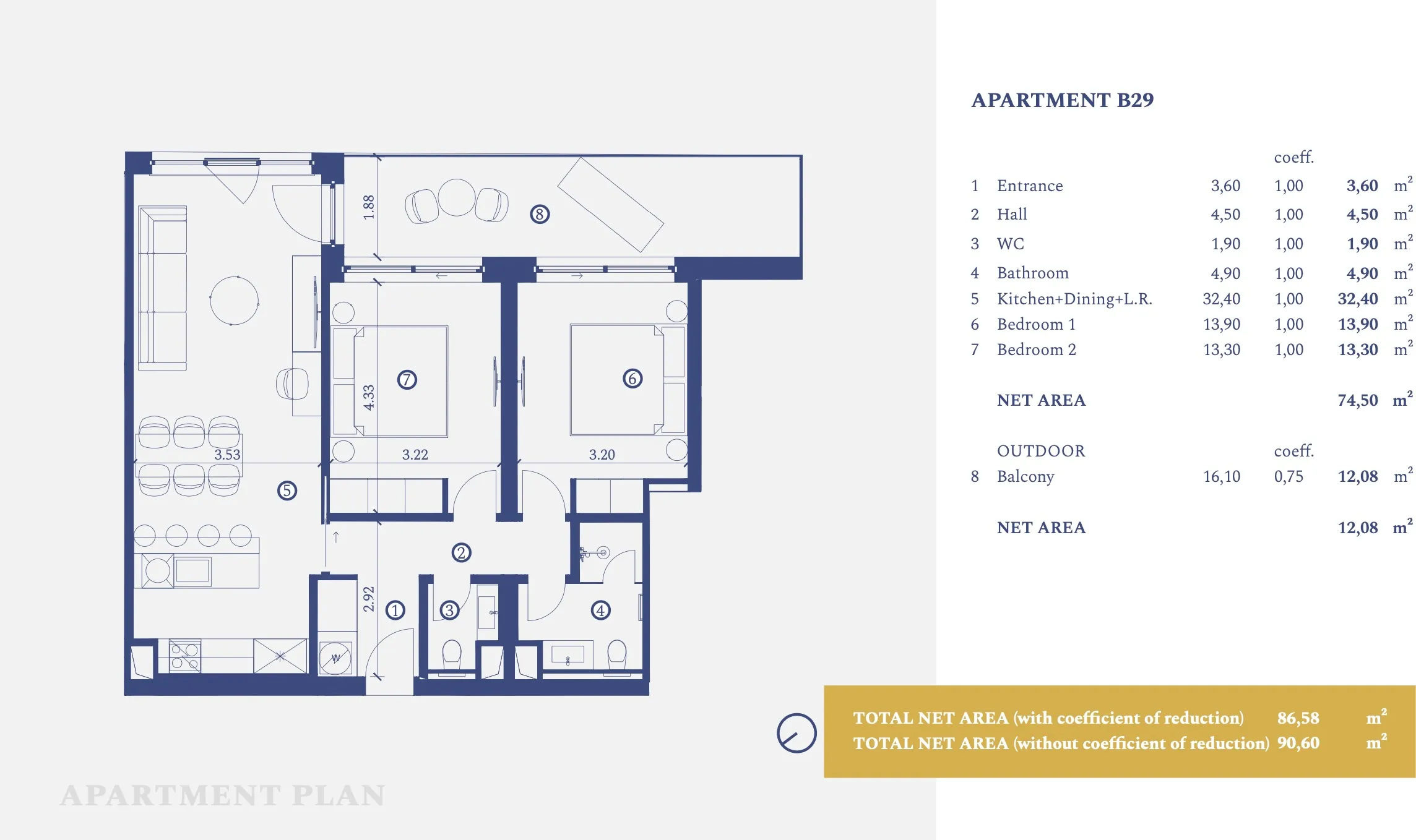 istra, savudrija, petram resort, apartman na prvom katu s dvije spavaće sobe nkp 90,60m2 - slika 18