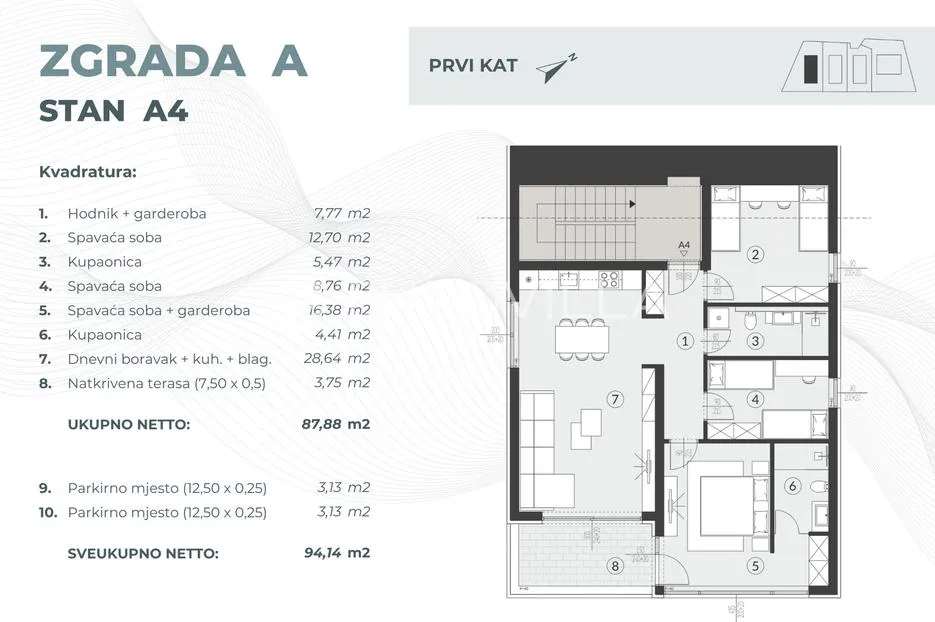 istra, fažana, luksuzni četverosobni stan 94.14 m², 1. kat, 1.2 km od mora, zatvoreni kompleks - slika 12