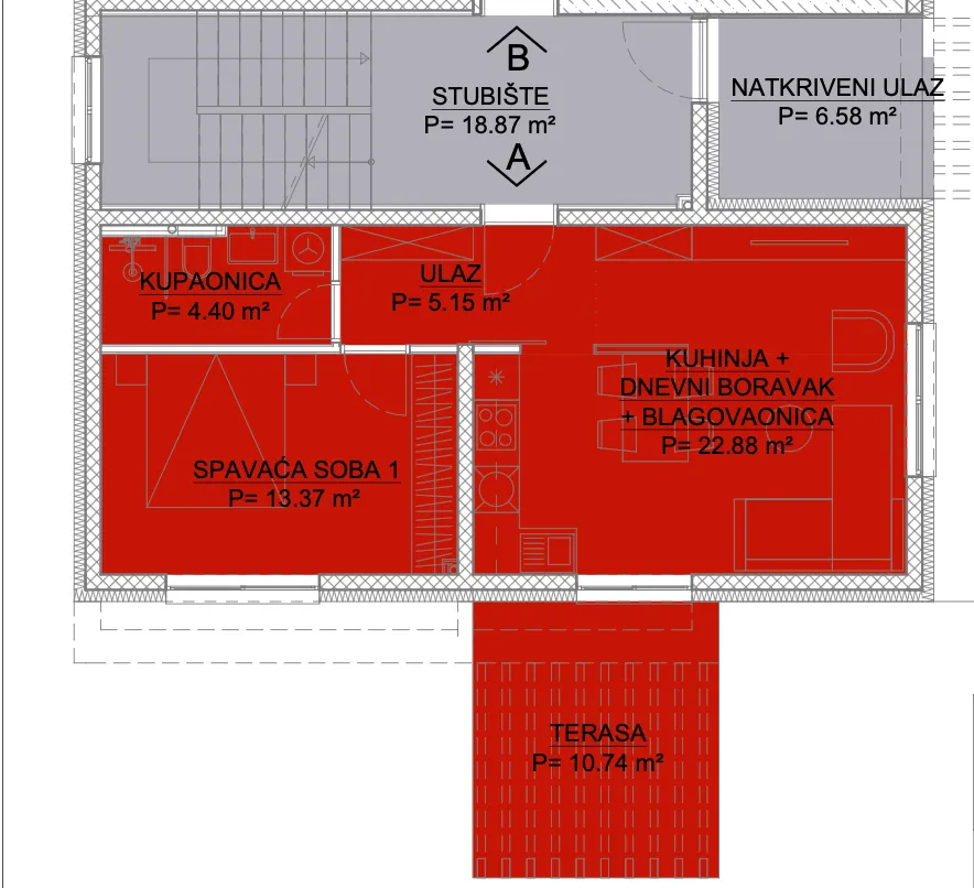 zagreb, gornje vrapče, dvosoban stan 84 m², novogradnja - slika 5