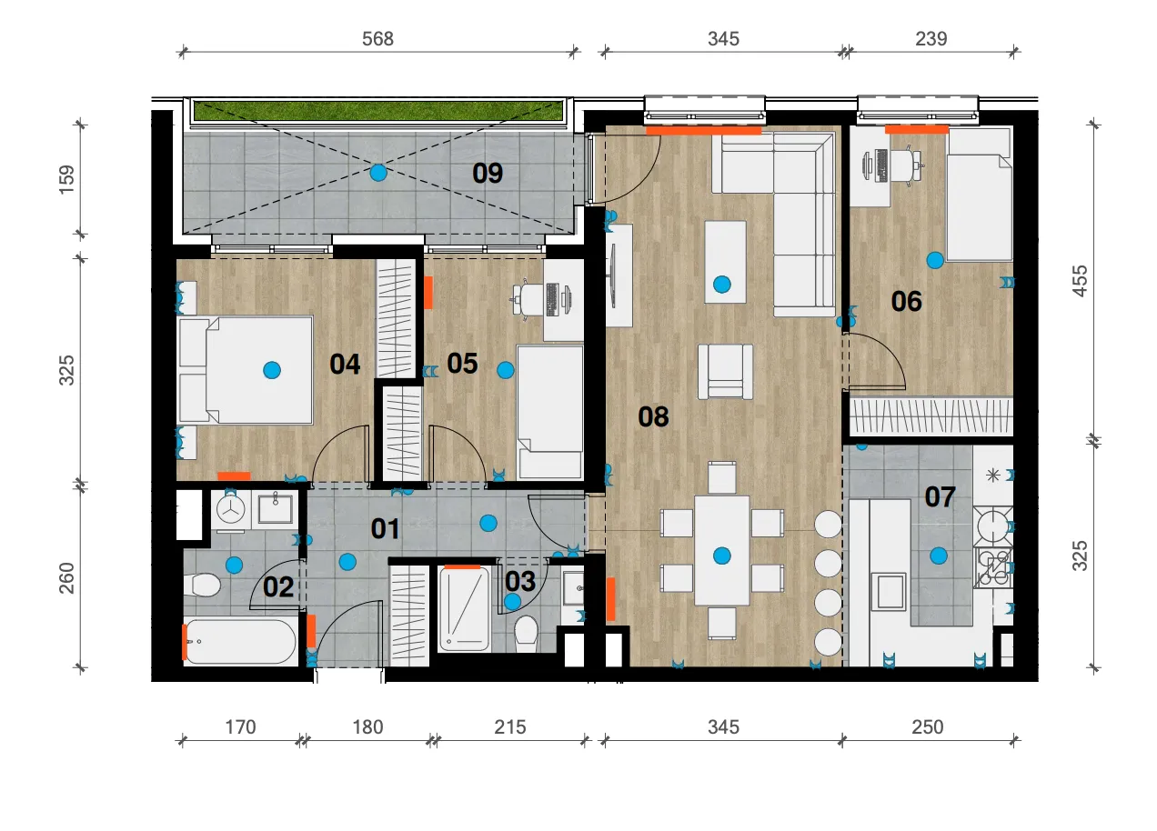 zagreb, črnomerec, vrhunska novogradnja, četverosoban stan površine 86,73 m² - slika 6