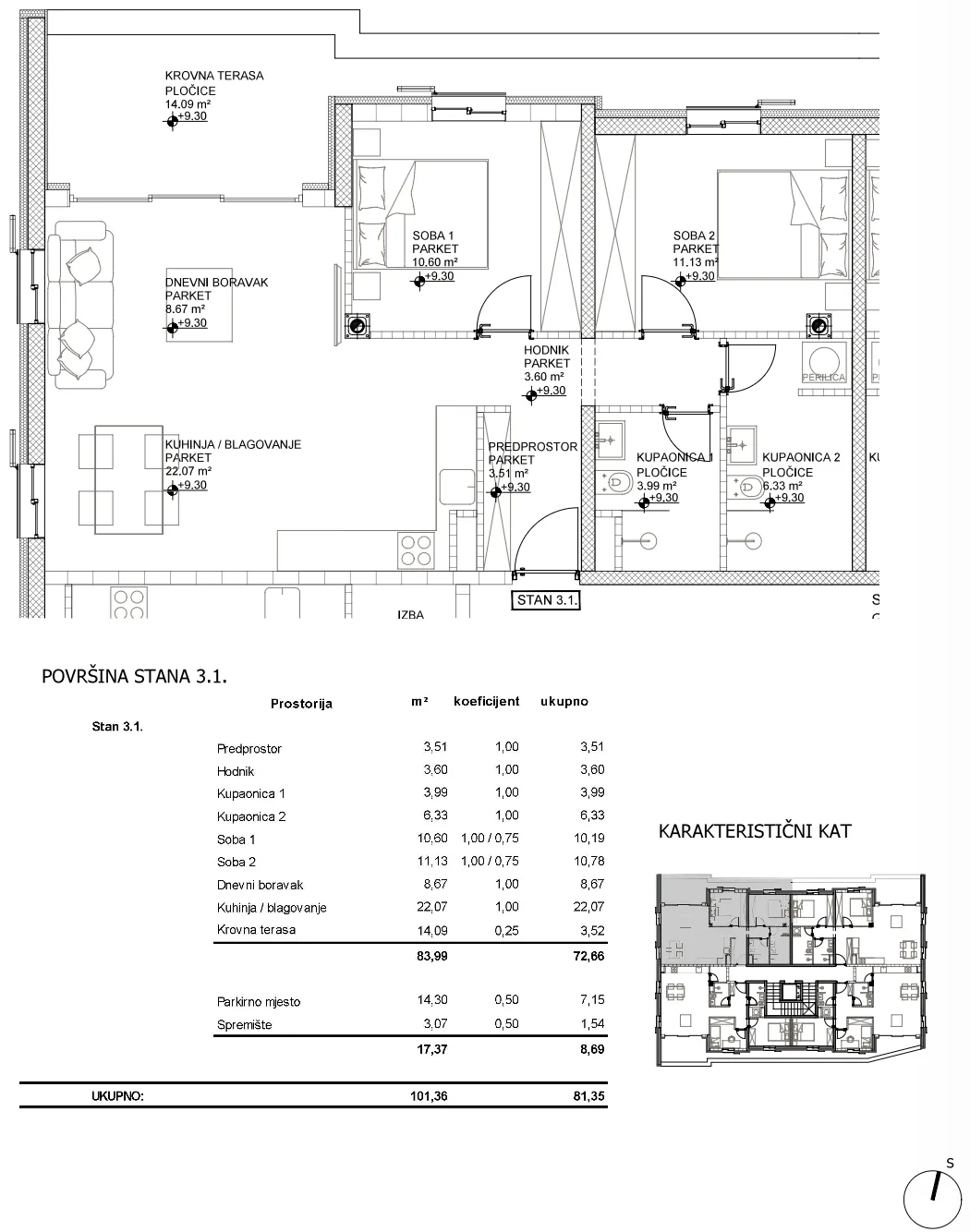 grad cres, centar, trosoban stan s krovnom terasom, novogradnja - slika 9