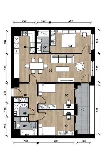 zagreb, črnomerec, vrhunska novogradnja, četverosoban apartman površine 95 m² - slika 10