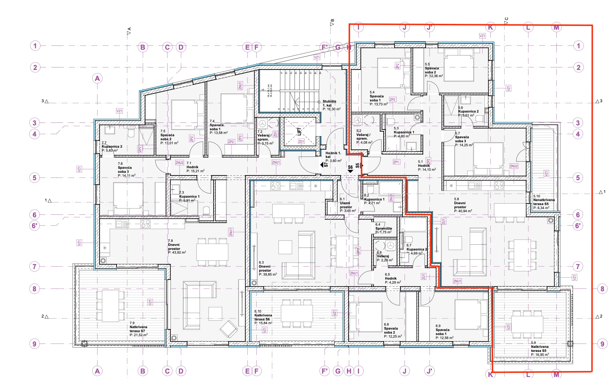 vodice, novogradnja, moderan trosoban stan s pogledom na more, 120,89 m², s5 - slika 16
