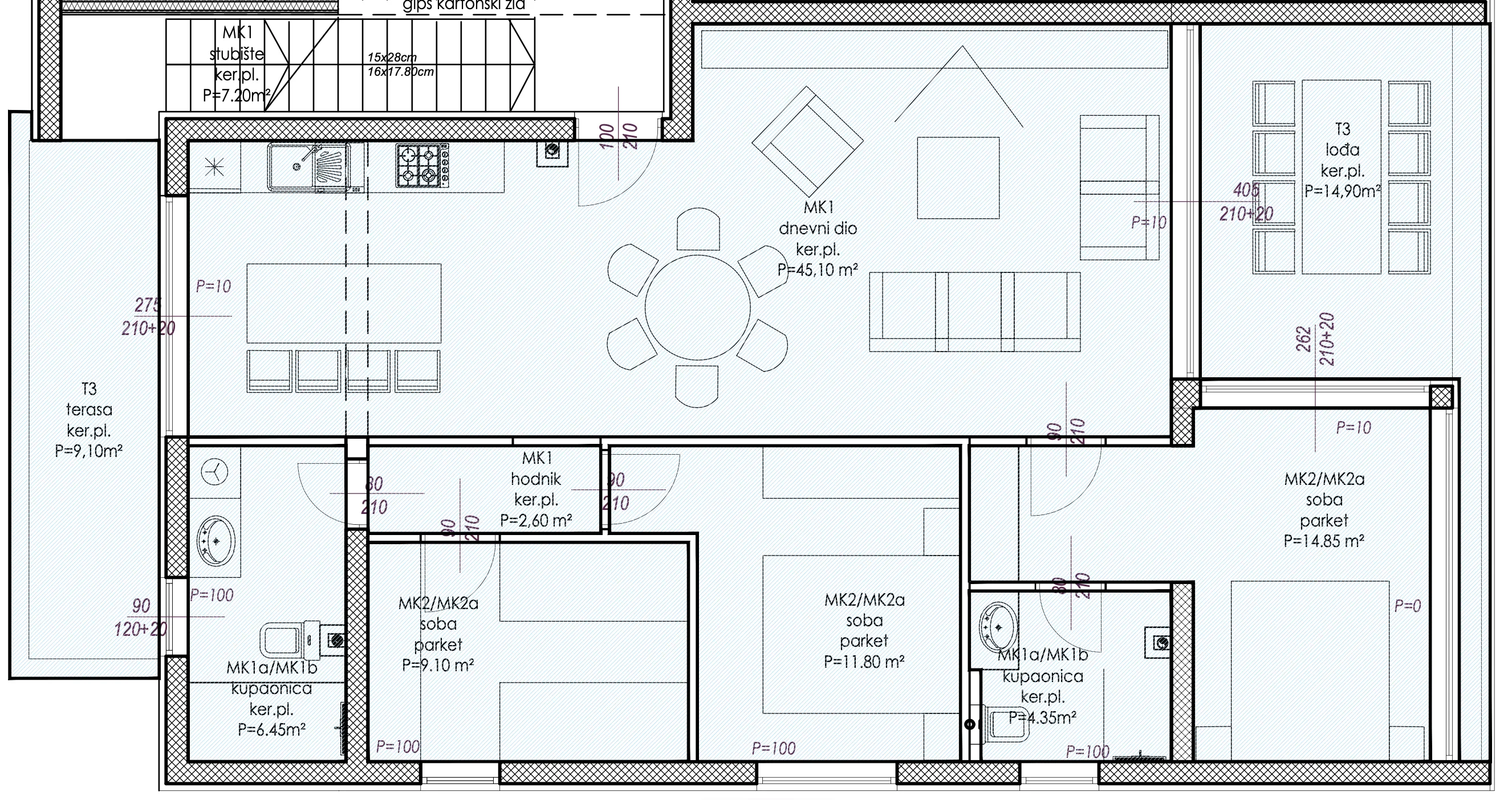 vinjerac, luksuzan penthouse prvi red do mora sa krovnom terasom 134,85 m² - slika 11