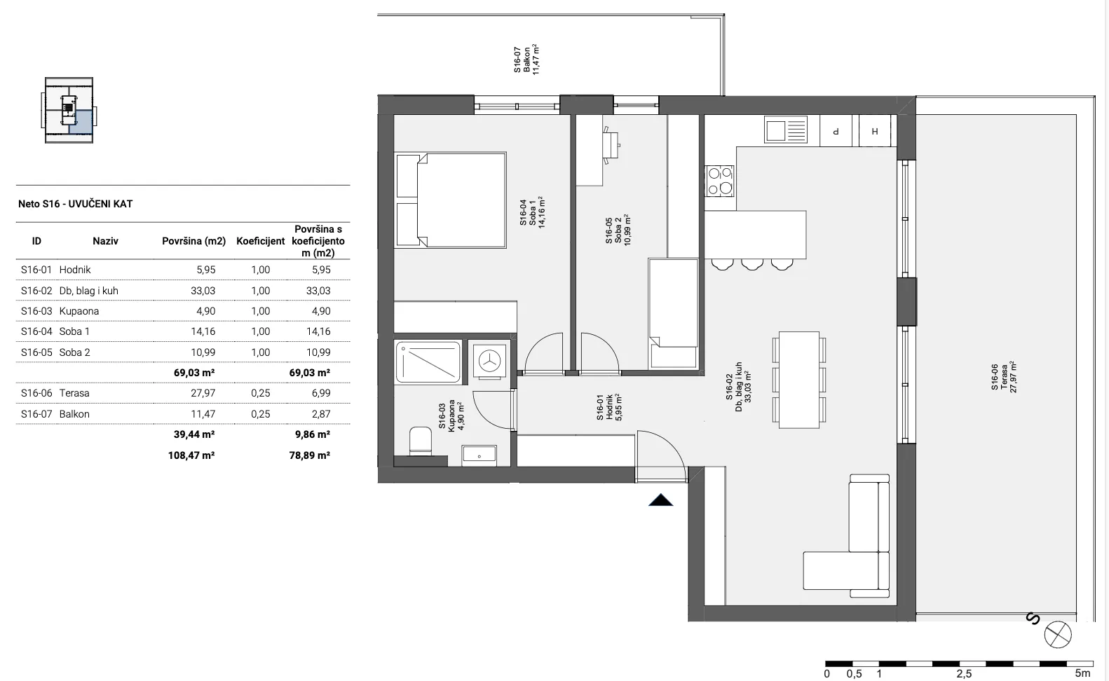 sesvete, popovec, trosobni penthouse, 78 m2 nkp, novogradnja - slika 6