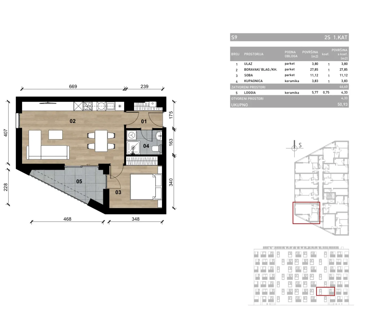 zagreb, vrapče, novogradnja, dvosoban stan na prvom katu s loggiom, 50,93 m² - slika 4