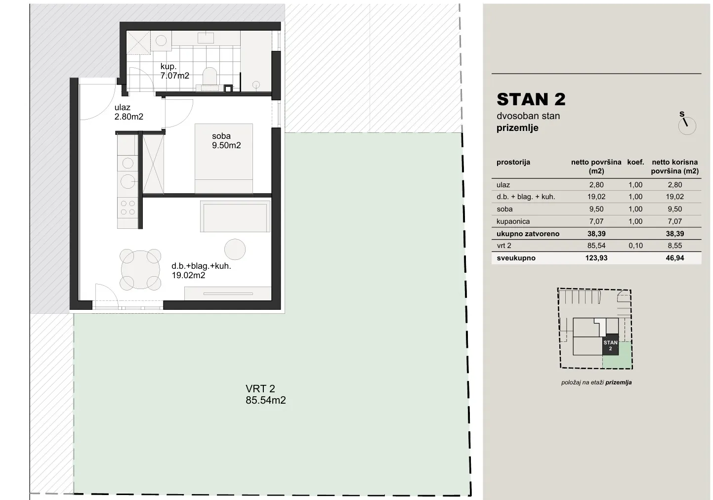 zagreb, hrvatski leskovac dvosoban stan 47 m² novogradnja - slika 5