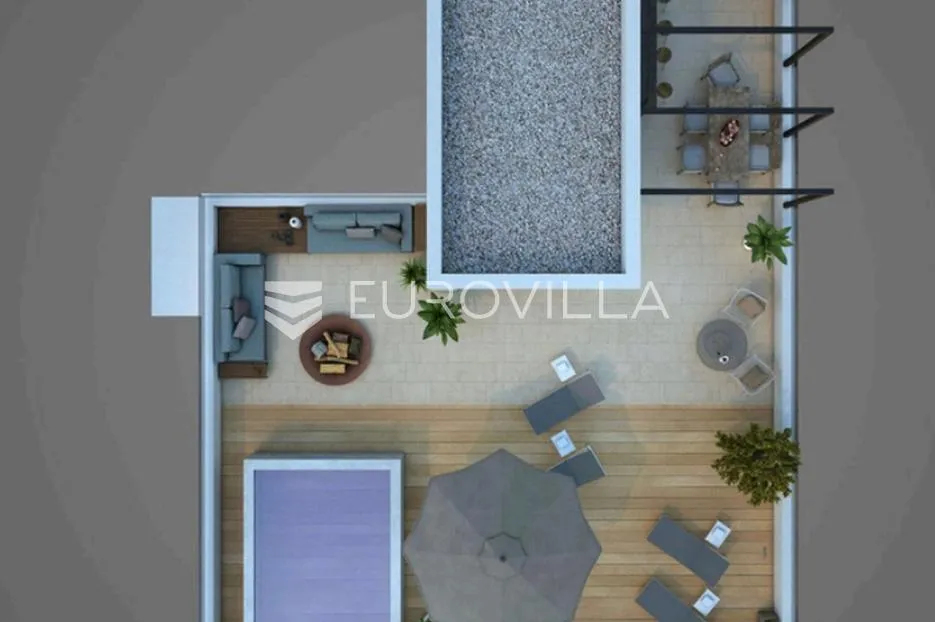 otok rab, barbat, moderan penthouse 107 m², krovna terasa - slika 23