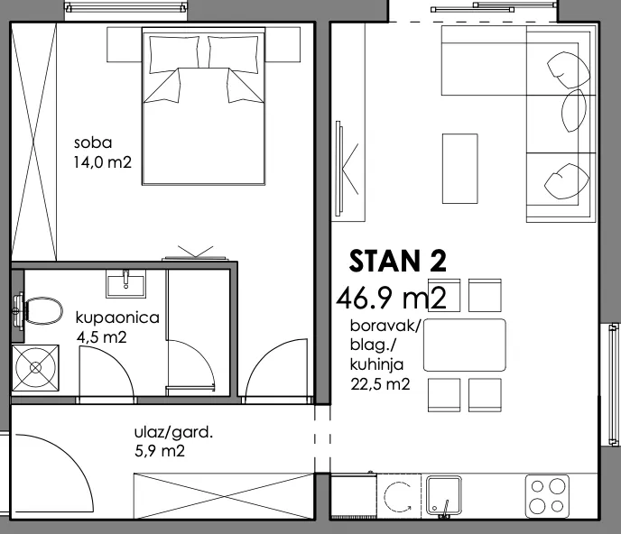 zagreb, trnava, dvosoban stan u vrhunskoj novogradnji, nkp 47 m2 - slika 13