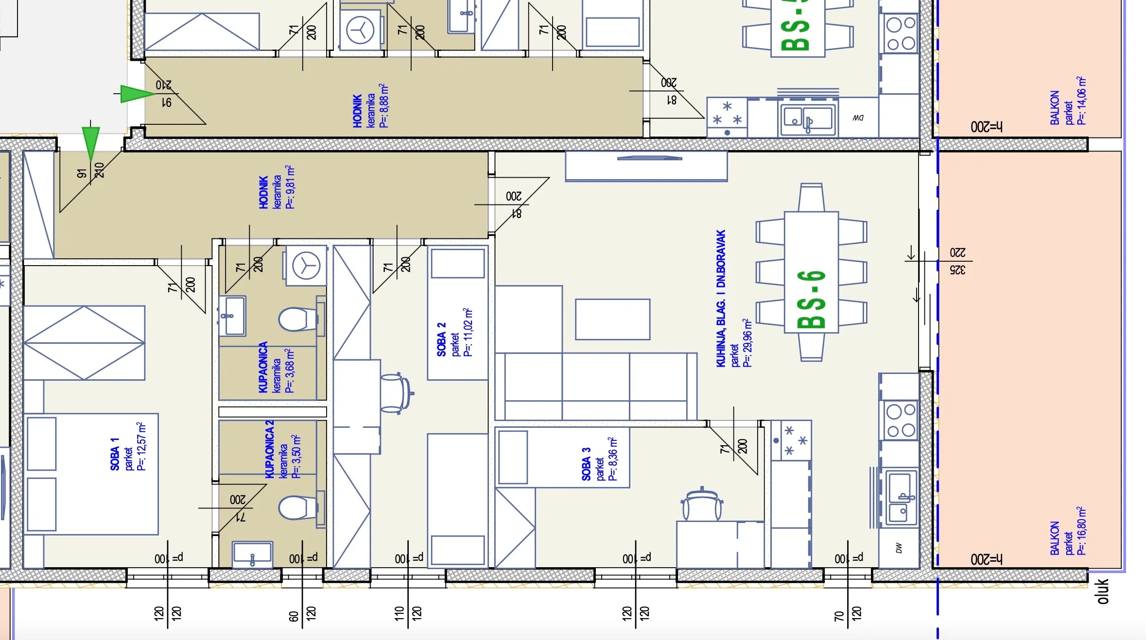 trogir, seget komforan stan 95,70 m² na 1. katu novogradnje s garažom i liftom - slika 5