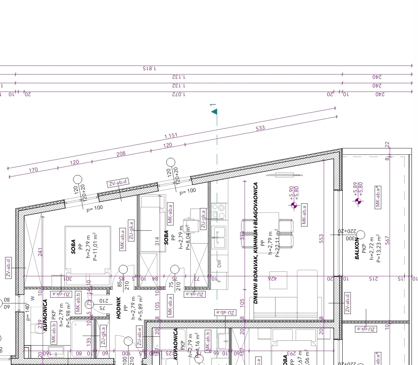seget donji, stan 66,3 m² na 1. katu s parkirnim mjestom i pogledom na more - slika 13