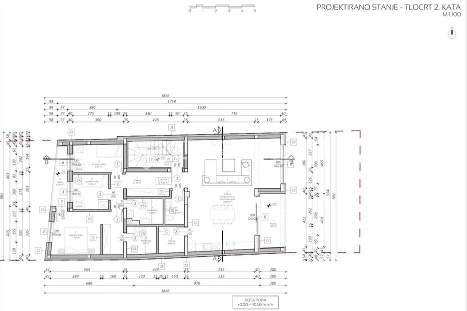 Osijek, strogi centar, 4 soban stan površine 127 m² u urbanoj vili - Gornji grad / Centar
