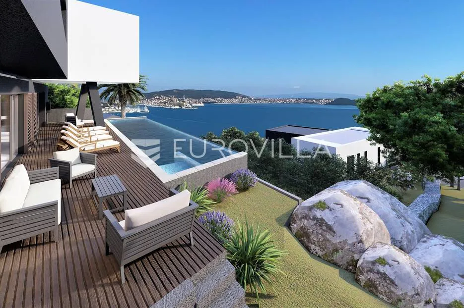 Trogir okolica, Moderna vila s bazenom i panoramskim pogledom - Seget Donji, Seget