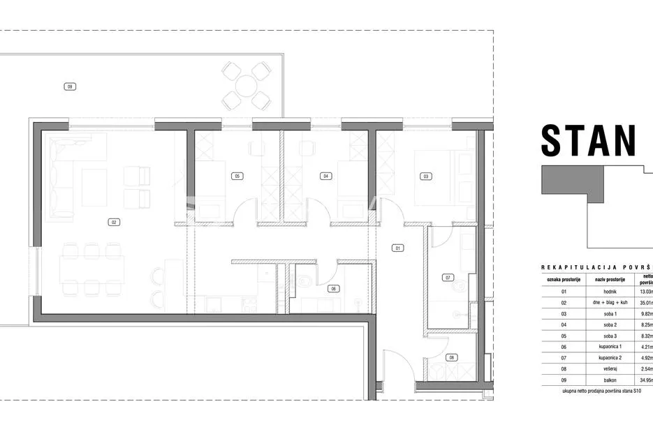 slavonski brod, j.j. strossmayera, četverosoban stan, 103,57 m², 1. kat, lift - slika 3