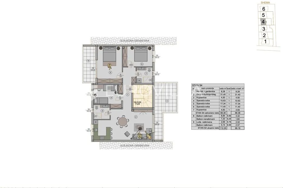 pula, kaštanjer, moderni penthouse u novogradnji, 2. kat, 106.76 m², vrhunska lokacija - slika 6