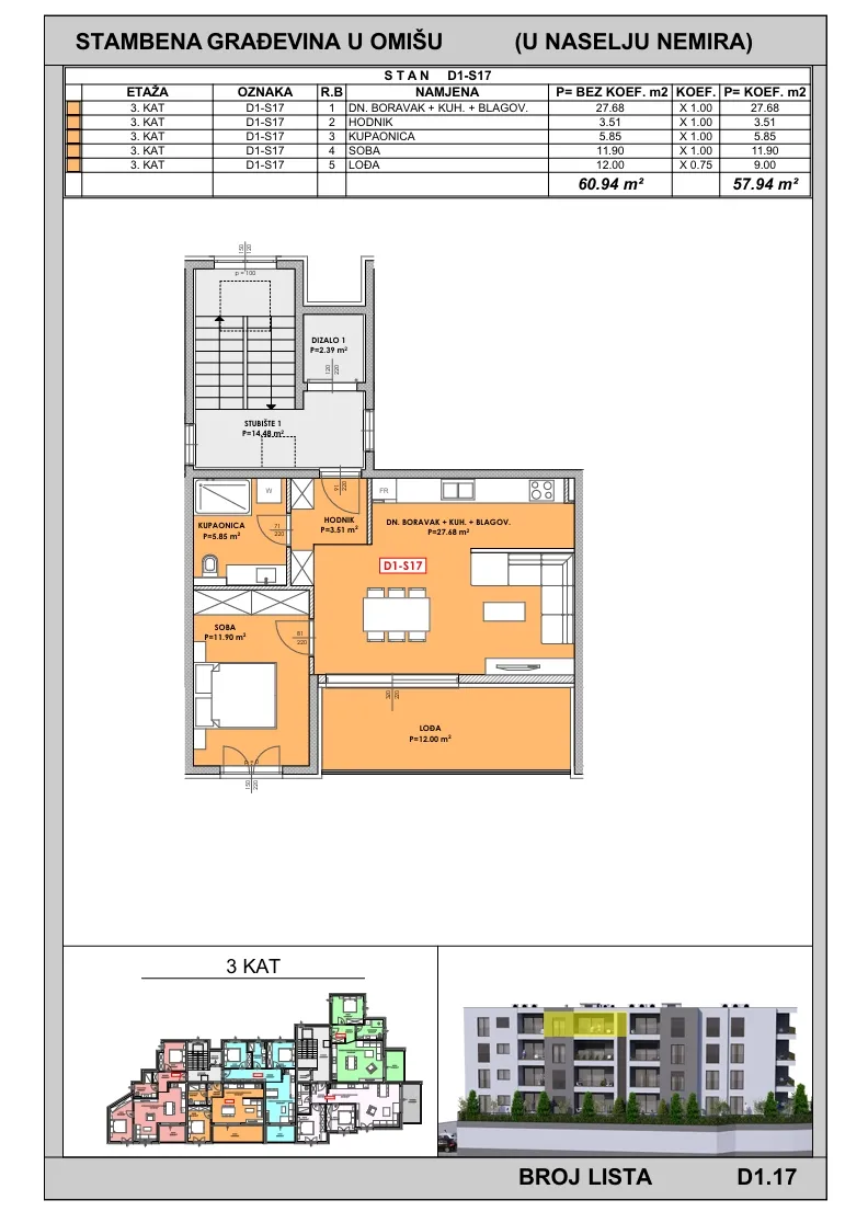 omiška rivijera, jednosoban stan s pogledom na more i grad, 57.94 m² - slika 12
