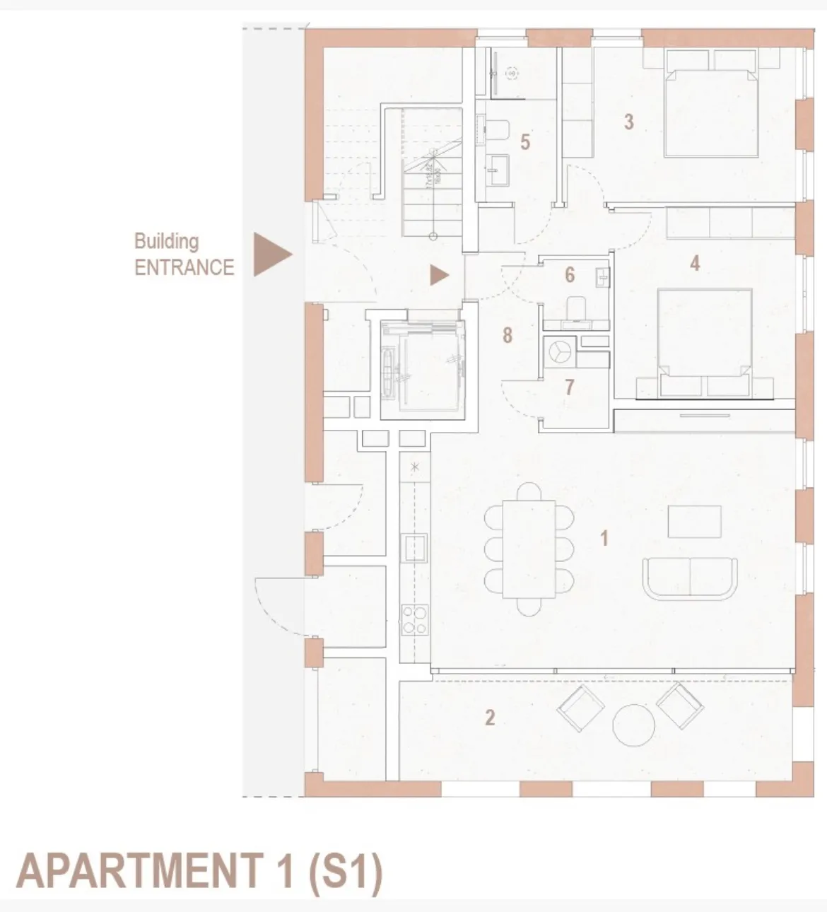 trogir, seget donji, dvosoban stan u prizemlju neto korisne površine 90 m², s1, b - slika 12