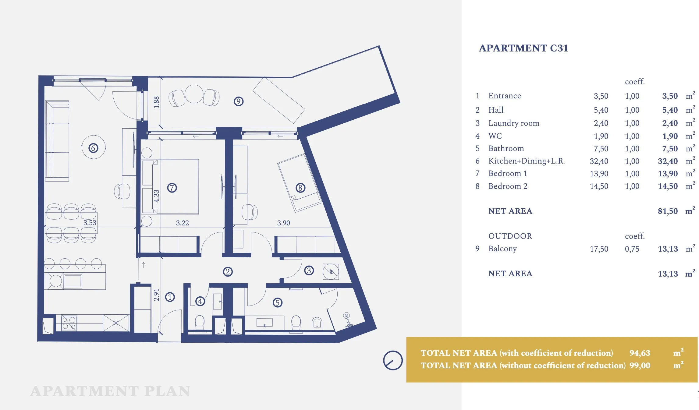 istra, savudrija, petram resort, apartman na prvom katu s dvije spavaće sobe 99 m² - slika 18