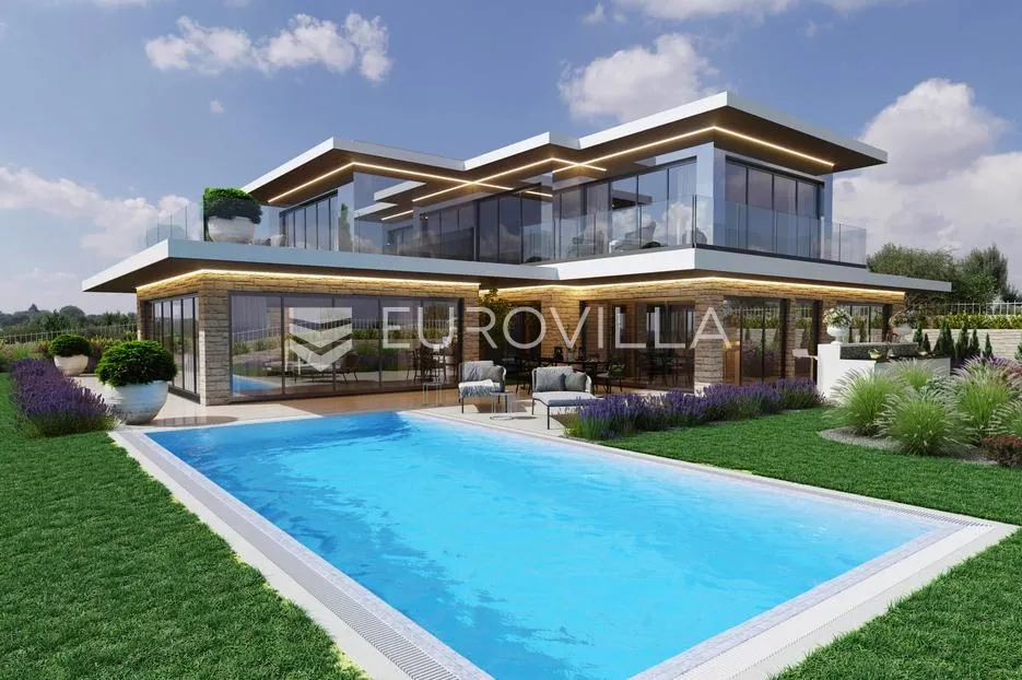 Trogir, Vinišće, luksuzna, jedinstveno villa suvremenog dizajna s bazenom, pogled na more