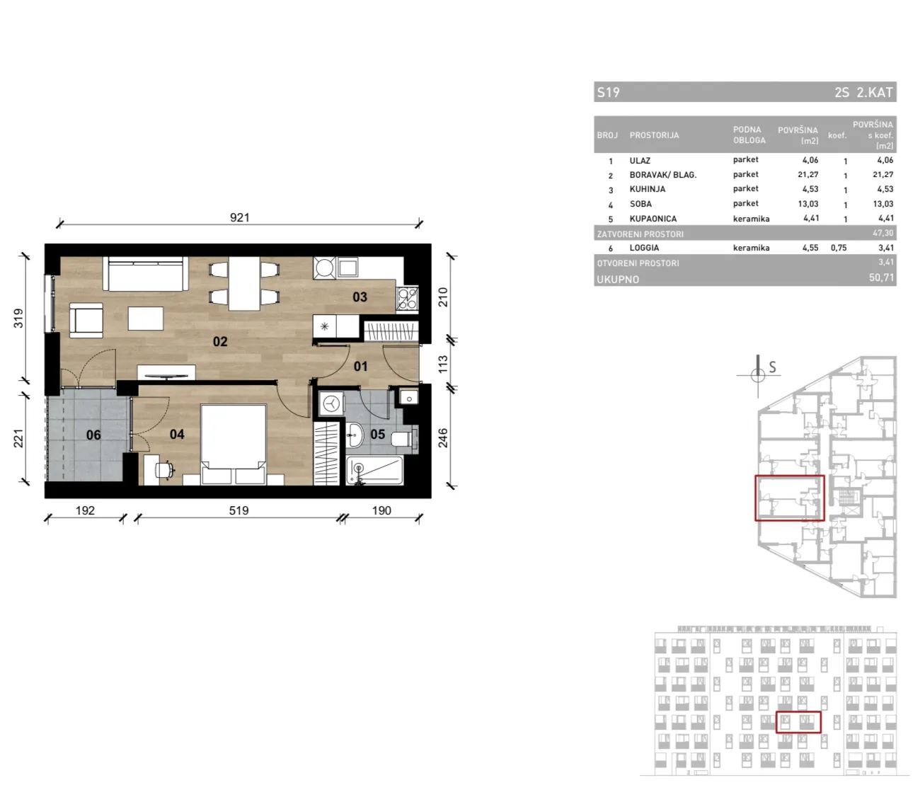 zagreb, vrapče, novogradnja, dvosoban stan na drugom katu s loggiom, 50,71 m² - slika 4