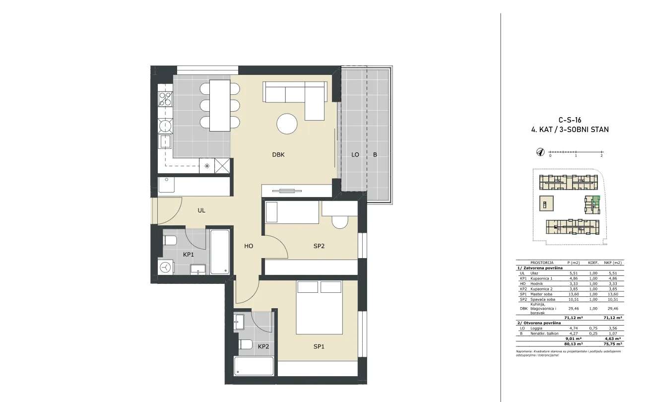 velika gorica, trosoban stan neto površine 75,75 m² novogradnja - slika 5
