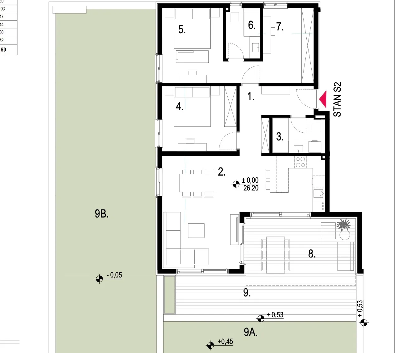 kaštel stari luksuzan stan 102,8 m² s velikom terasom i vrtom - slika 18