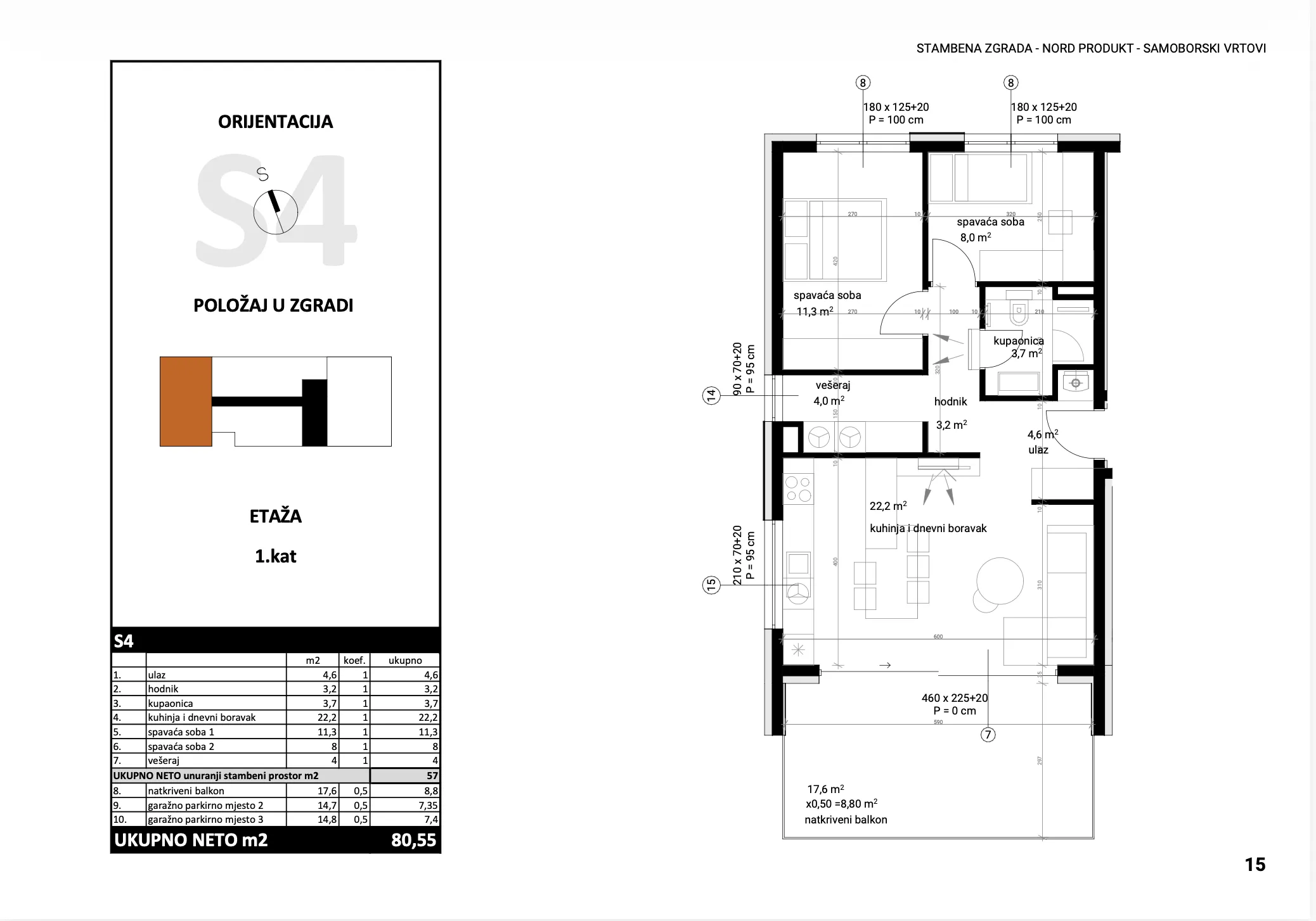 samobor, samoborski vrtovi prekrasan trosoban stan 57 m² sa dva garažna mjesta - slika 5