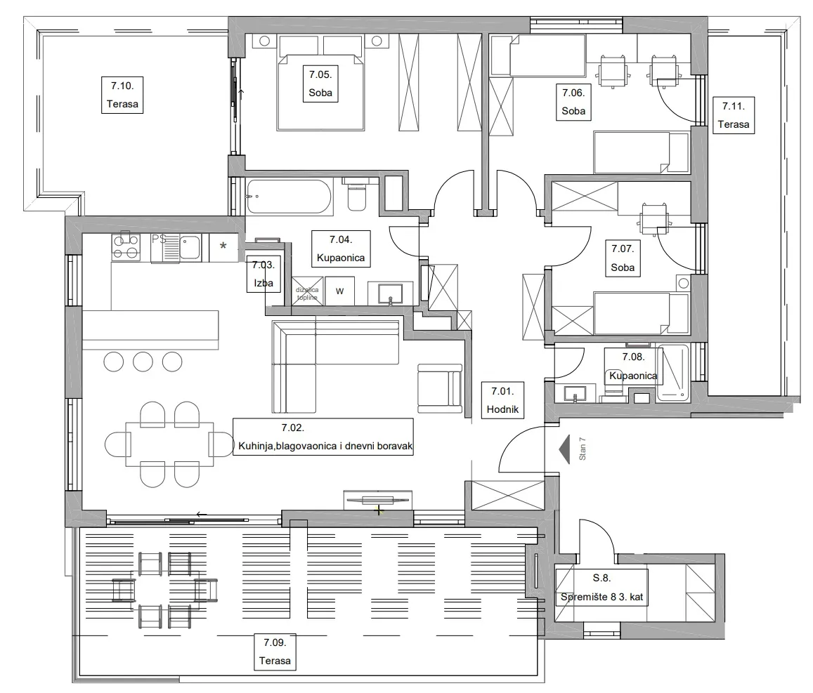 zagreb, radnička bussines zona, četverosoban penthouse 128 m² prvo useljenje - slika 13