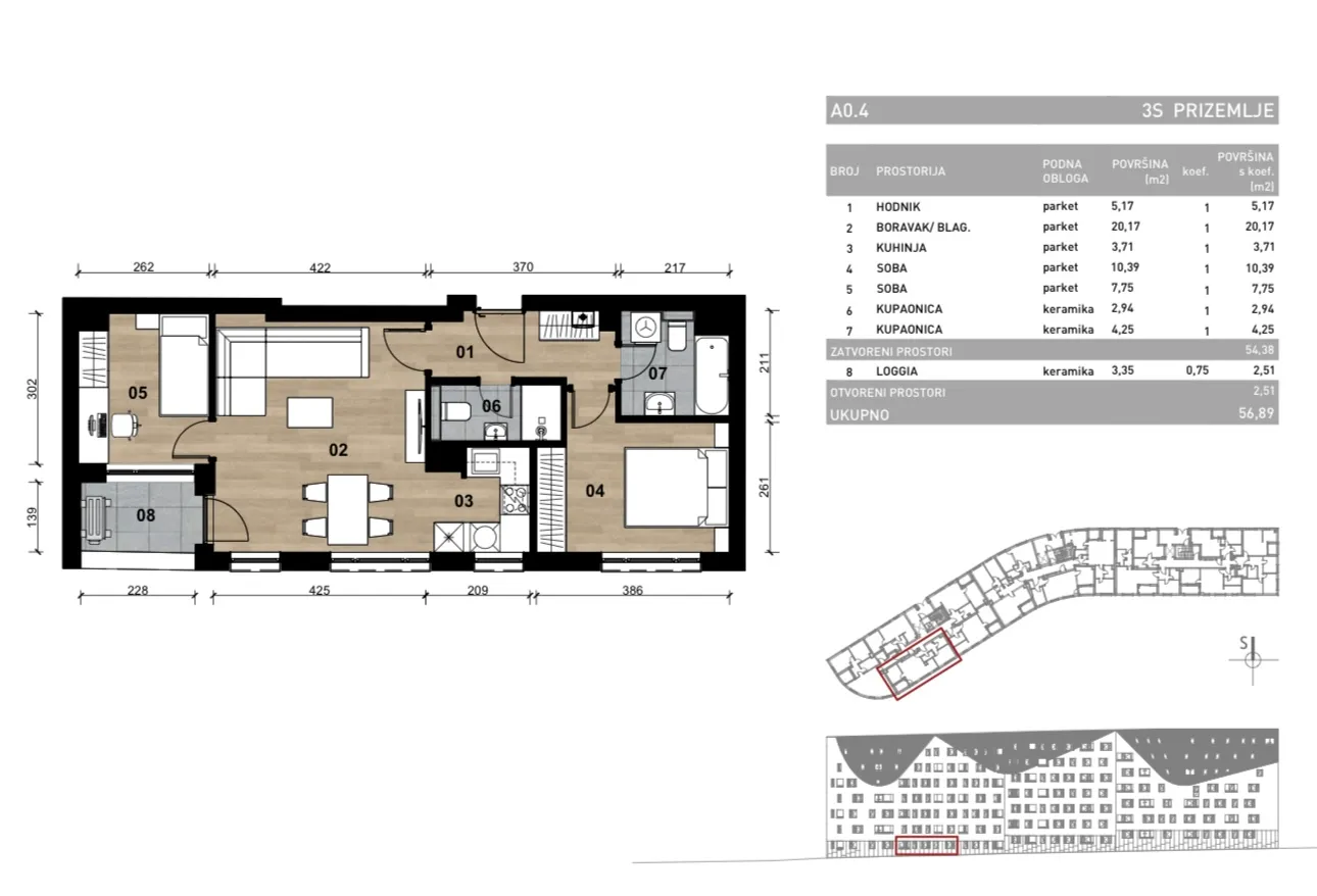zagreb, dubrava, novogradnja, trosoban stan u prizemlju, 57 m² - slika 2