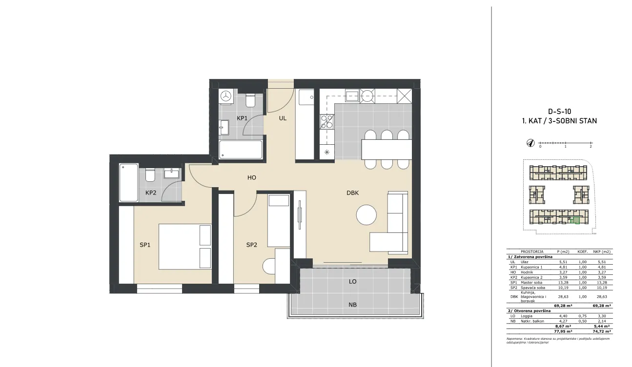 velika gorica, trosoban stan neto površine 74,72 m² novogradnja - slika 5