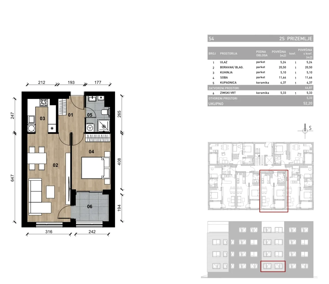 zagreb, dugave, novogradnja, dvosoban stan u prizemlju sa zimskim vrtom, 52,20 m² - slika 2