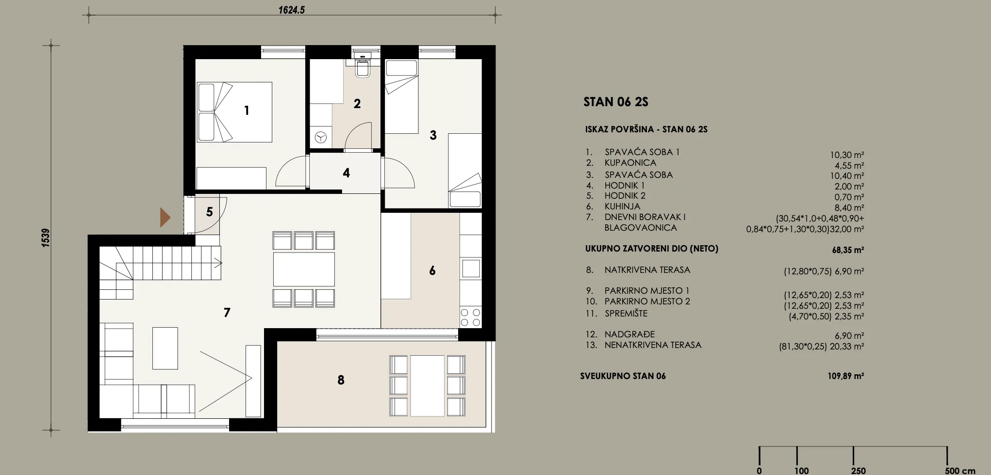 zadar, borik, ekskluzivan penthouse s krovnom terasom, 109,89 m², s6 - slika 10