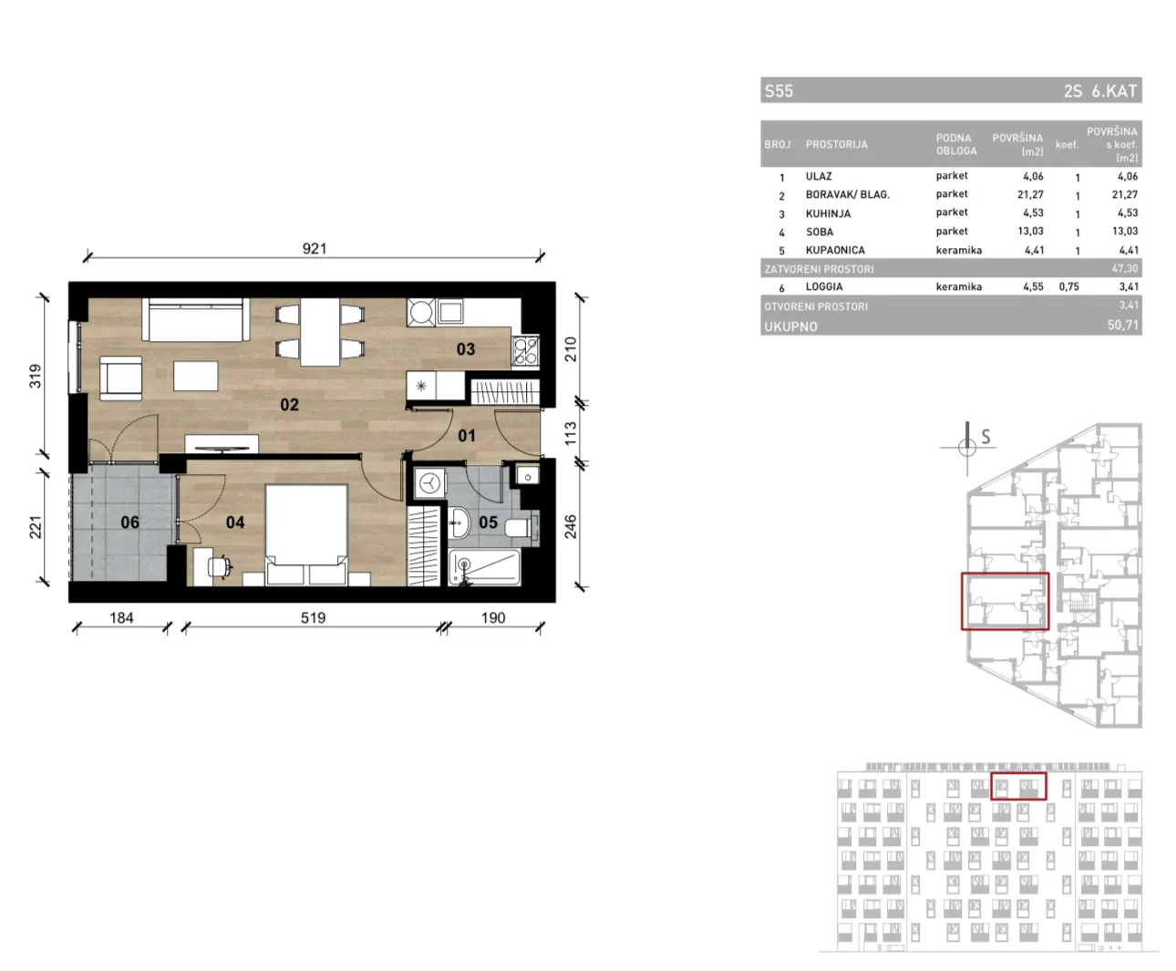 zagreb, vrapče, novogradnja, dvosoban stan na šestom katu s loggiom, 51 m² - slika 4