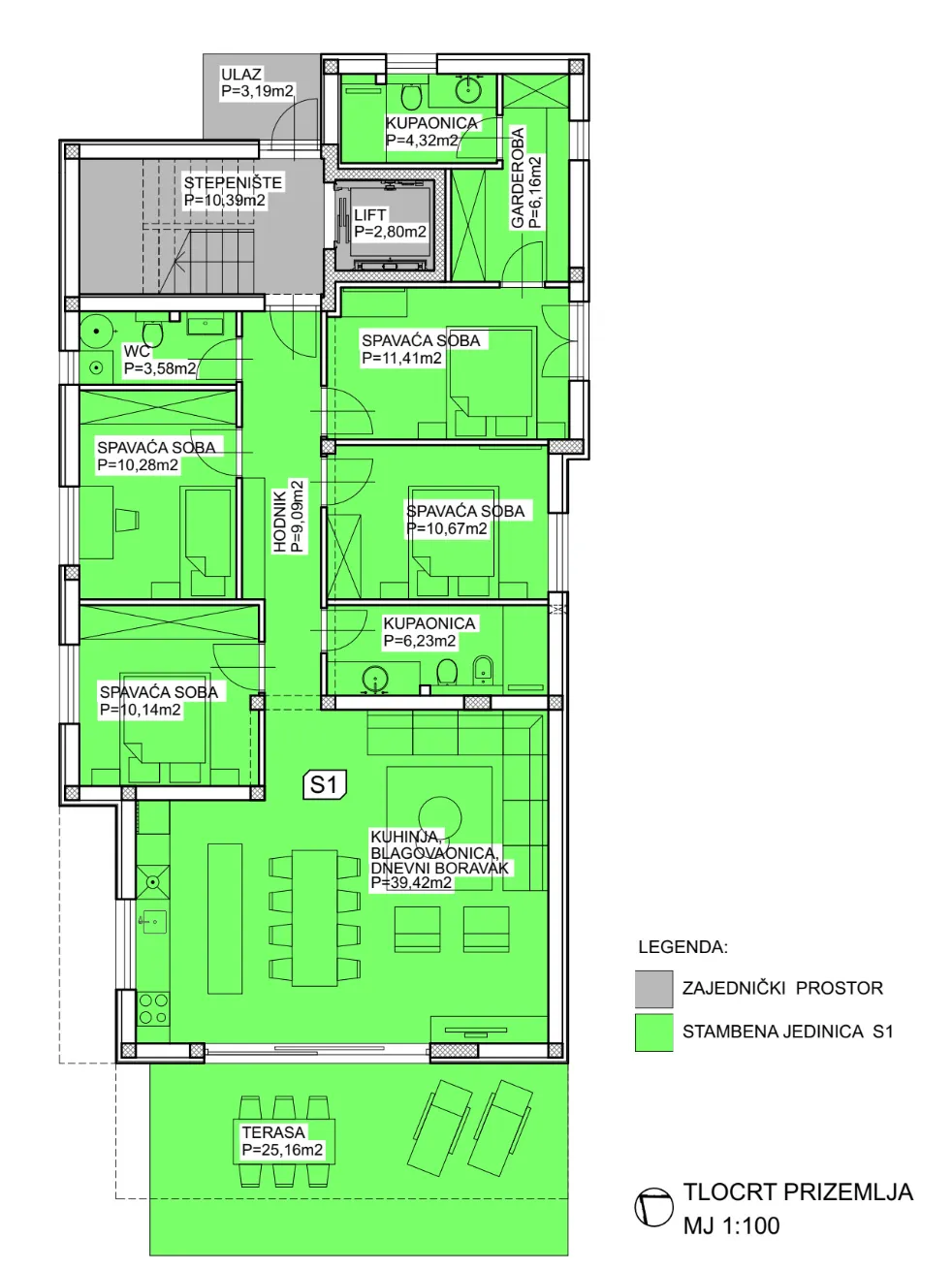 vodice, novogradnja, prostran apartman s dvorištem u centru mjesta, 148,24 m² - slika 23