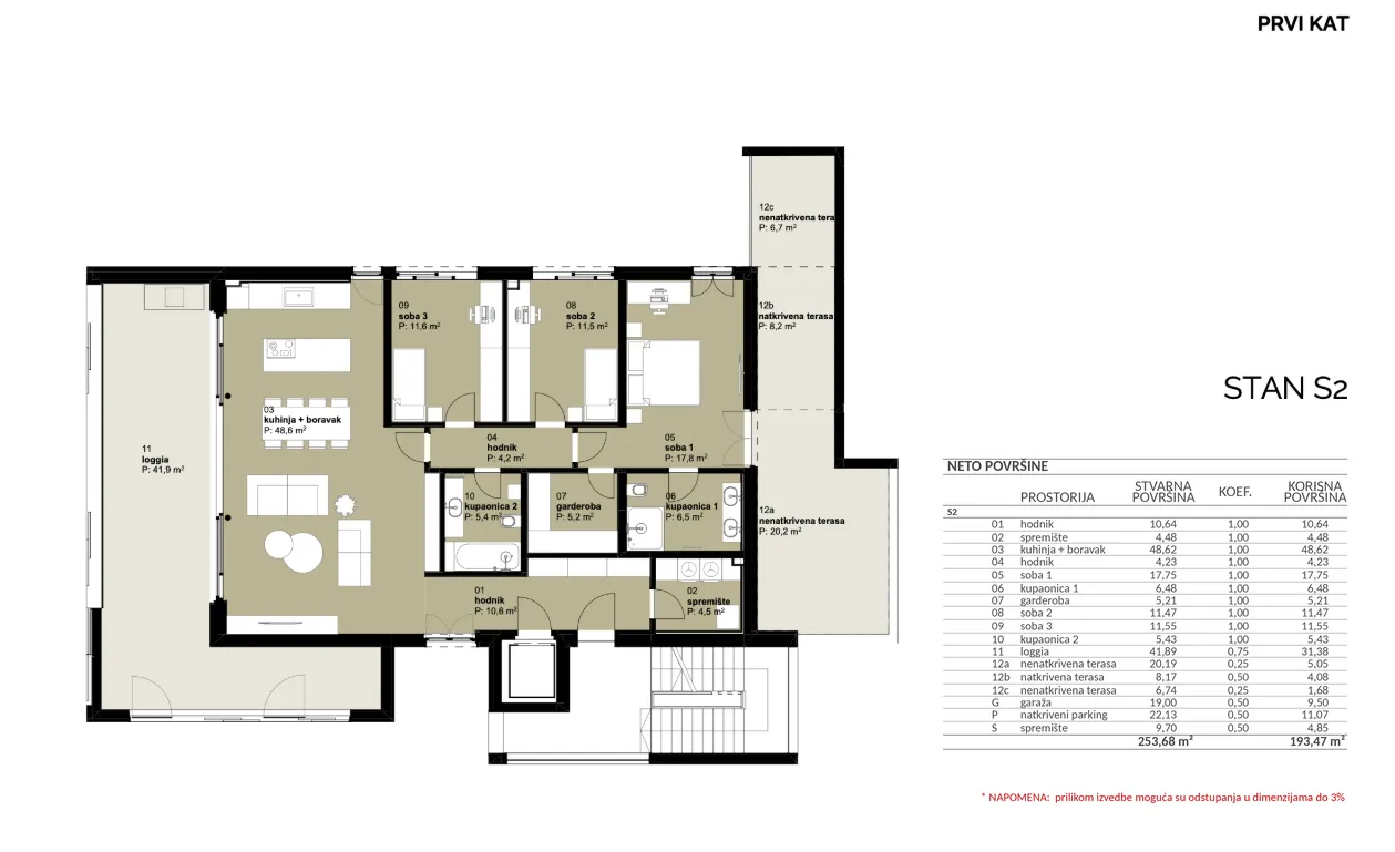 tuškanac, kraljevec, četverosoban stan na 1. katu 193 m² novogradnja - slika 16