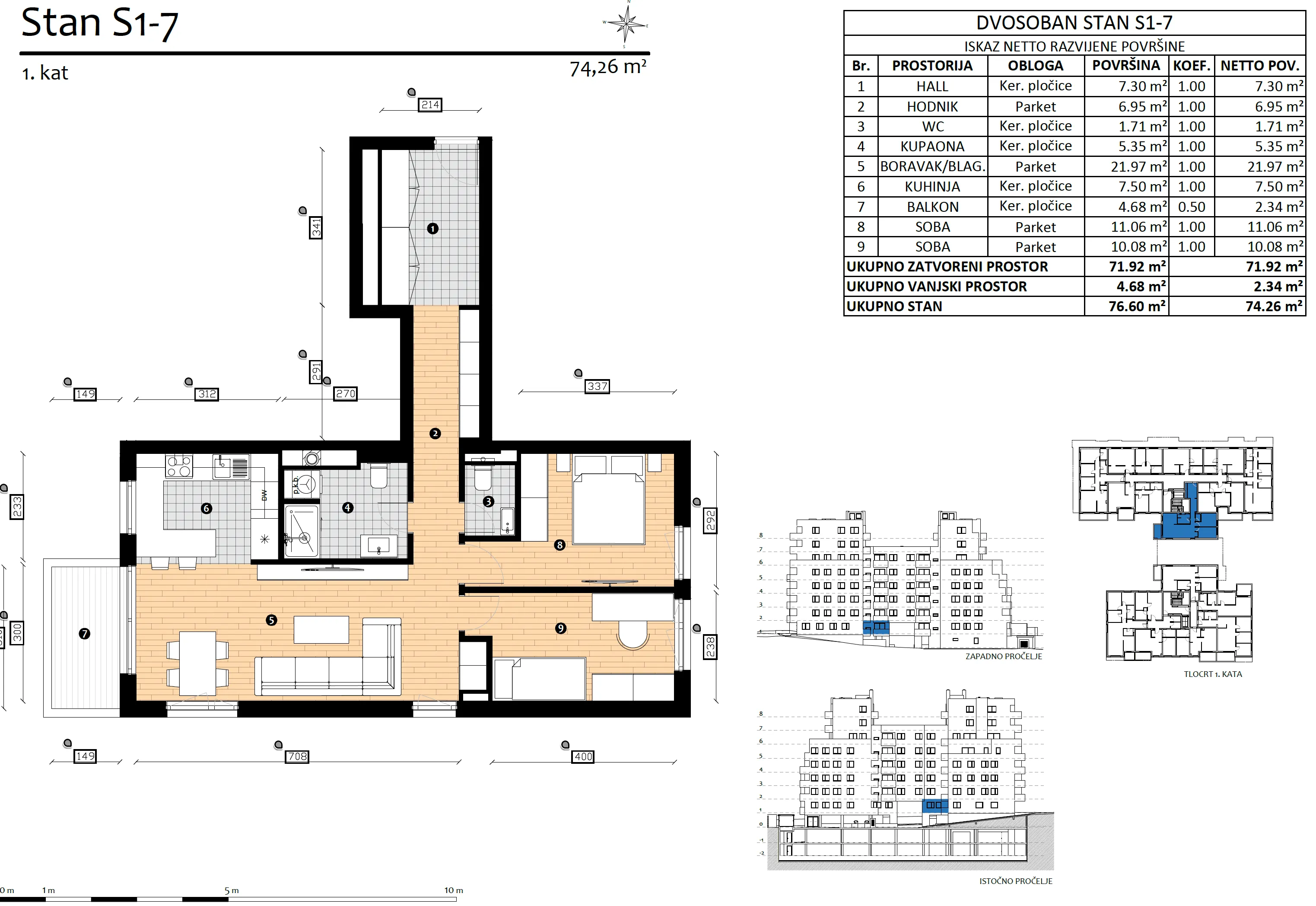 zagreb, trešnjevka heritage, trosoban stan 74 m² - slika 31
