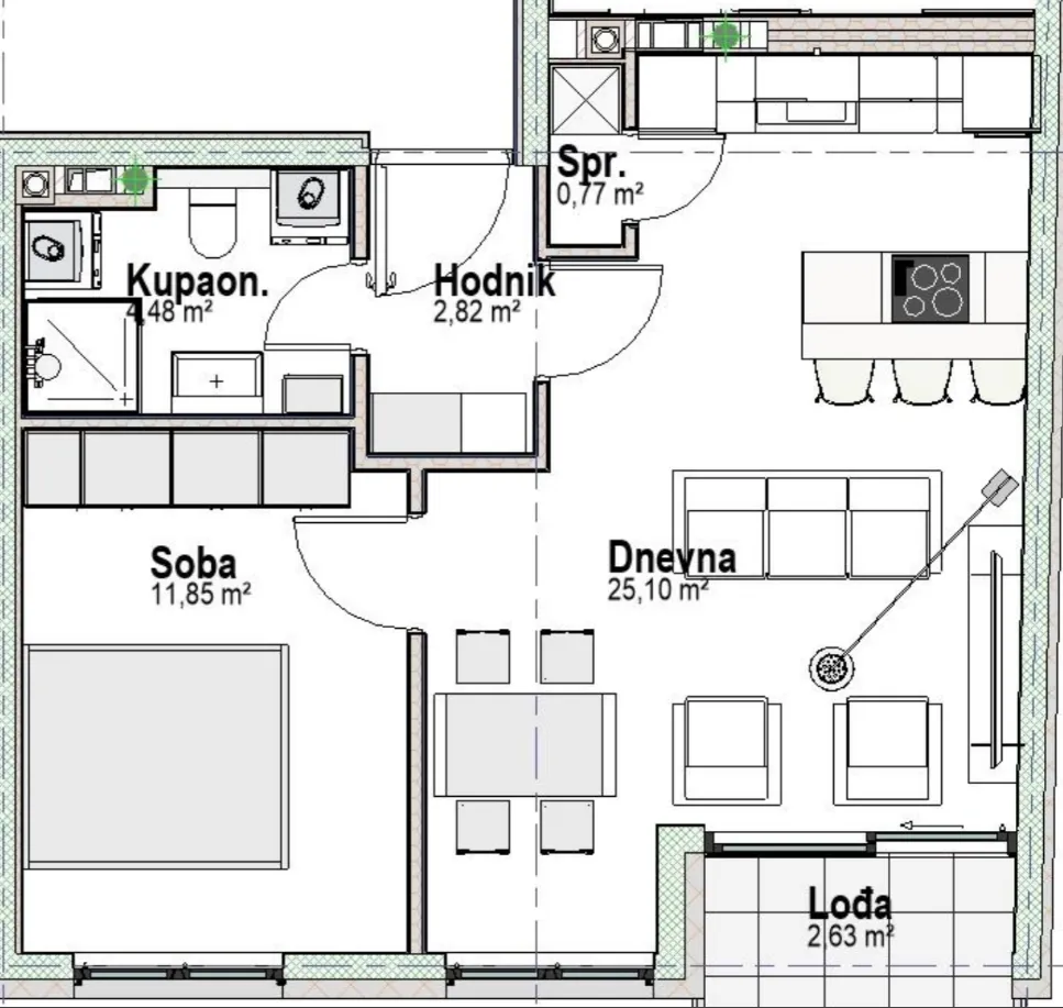osijek, retfala, novogradnja, dvosoban stan 50 m², 4. kat - slika 3