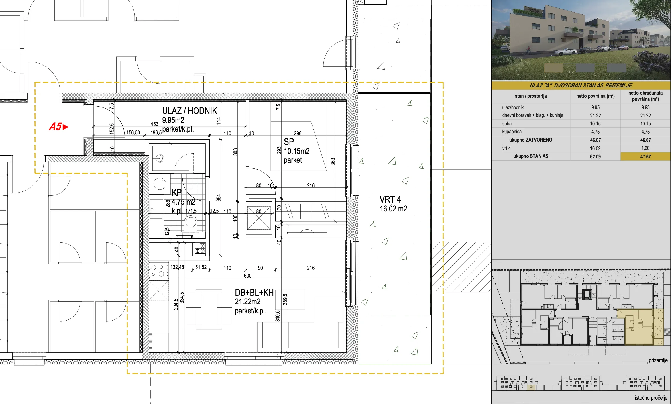 zagreb, sveta klara, klara living, dvosoban stan 51 m², vrt, novogradnja - slika 15